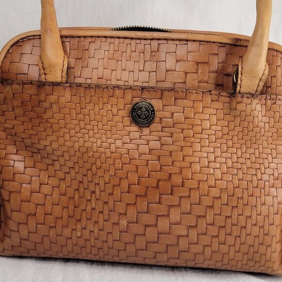 VNTG PATRICIA NASH, Woven Leather, Satchel, Cognac, Brown, Top Handle - Picture 16 of 16